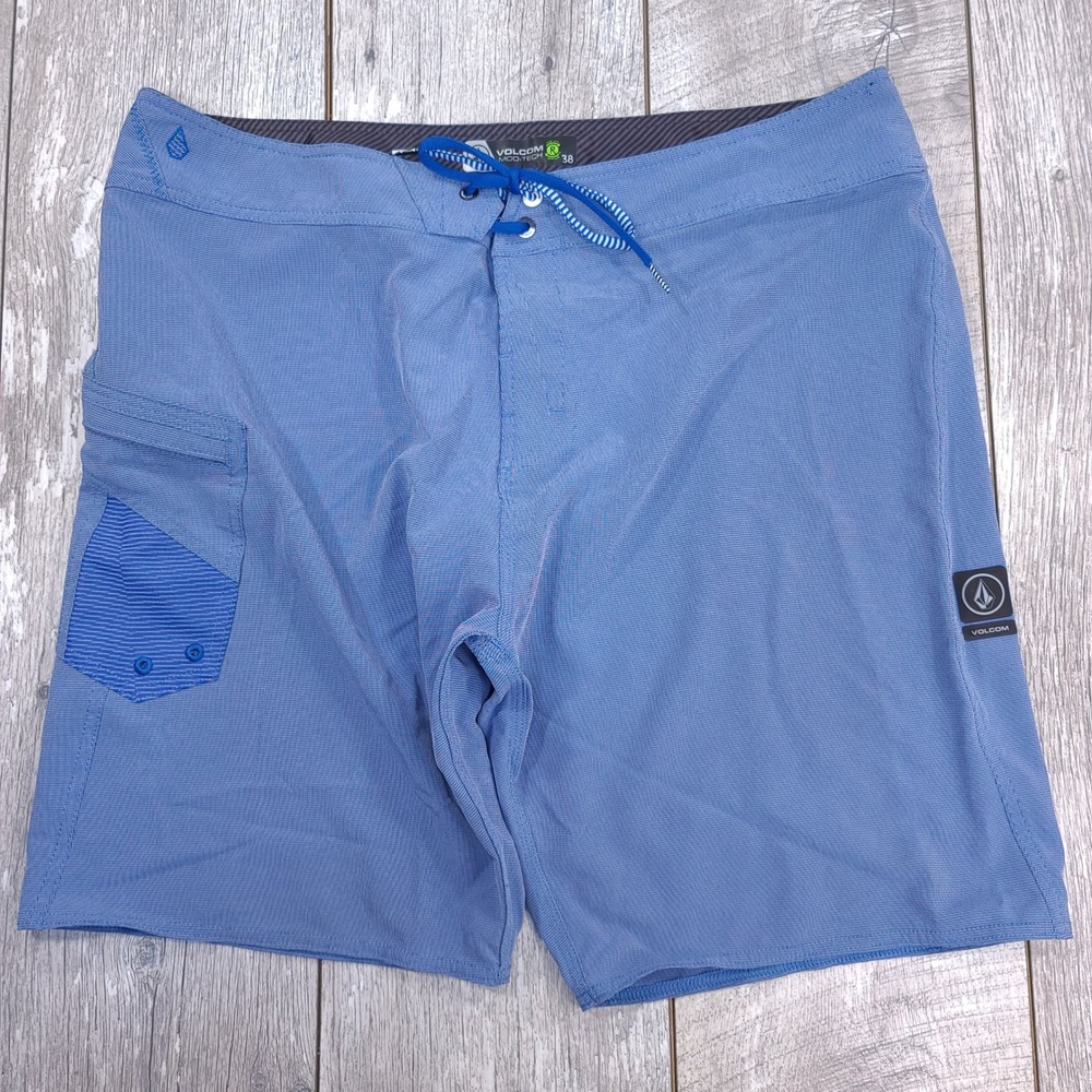 Volcom Board Shorts Men 38 Blue Mod-Tech Repreve Cinch Fly Swim Surf Trunks